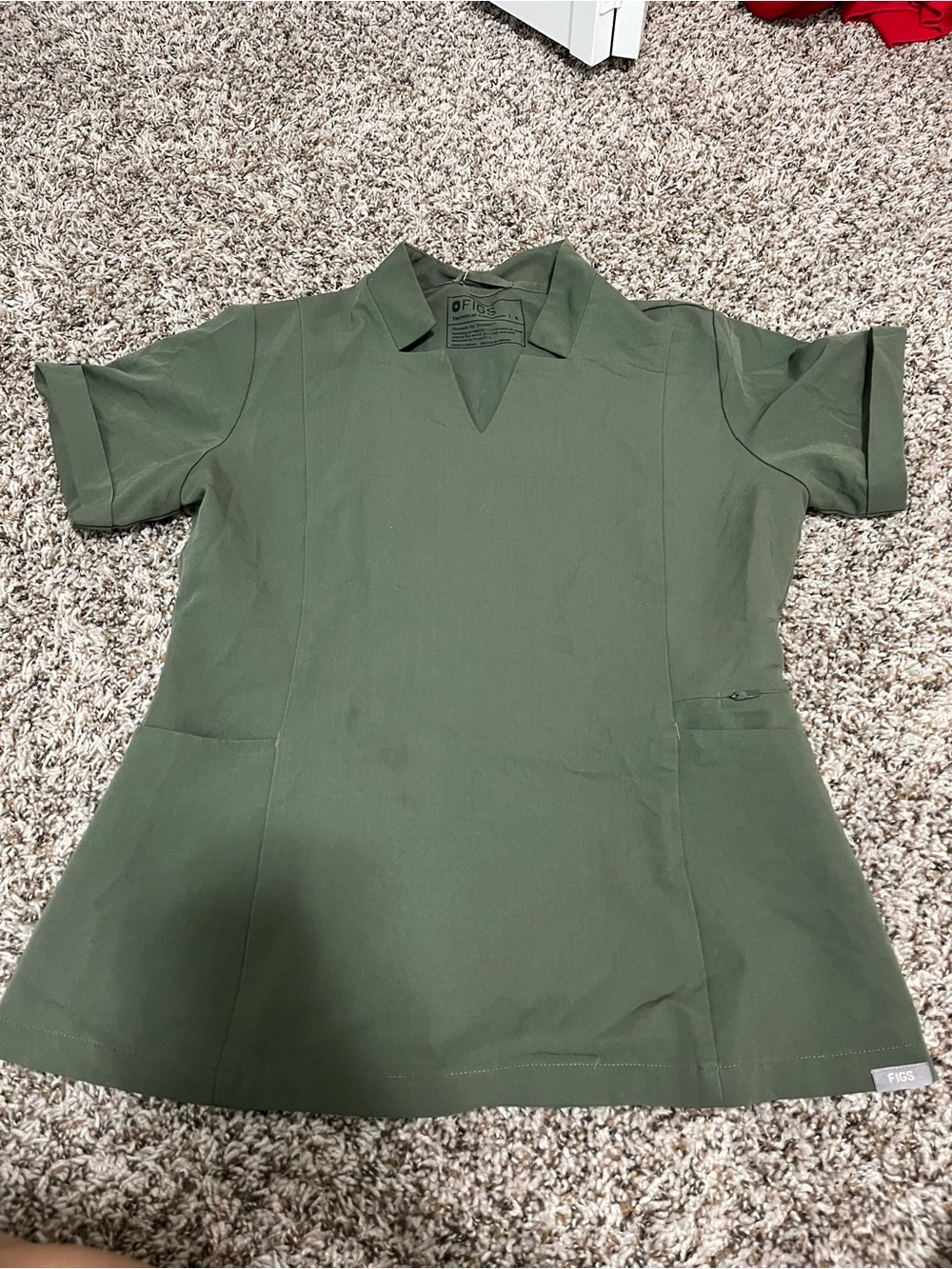 Figs Moss Green V‑Notch Medical Tunic